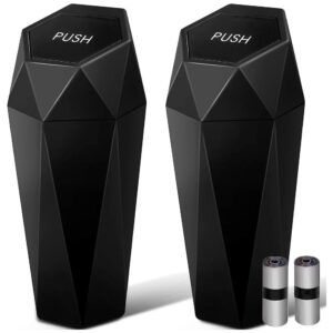 Compact Leakproof Car Trash Bin with Lid (2-Pack) + 30 Disposable Bags