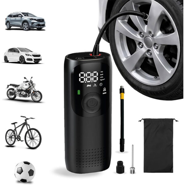 Portable Tire Inflator & Air Compressor with Digital Display, Power Bank & Emergency Light (150 PSI)