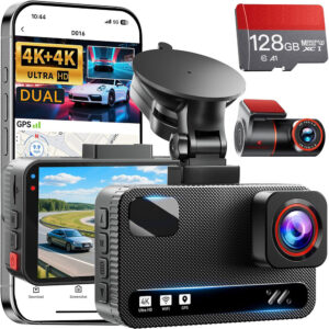 Dual 4K Front & Rear Dash Camera with WiFi, GPS & 128GB Memory Card
